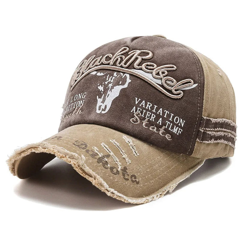 Șapcă de baseball vintage cu litere brodate, model „Bull Washed”, pălărie de soare retro pentru bărbați și femei, șapcă casual cu cozoroc în stil hip-hop