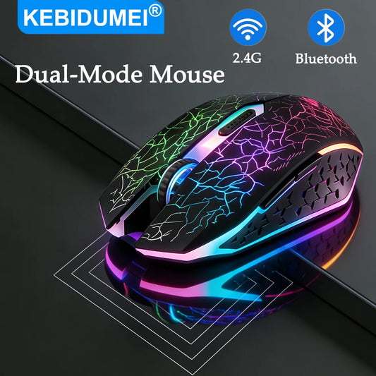 RGB-Gaming-Maus 2.4G kabellose Maus Bluetooth-Maus 1600DPI 6 leise Tasten ergonomische Dual-Mode-Büromaus für MacBook PC