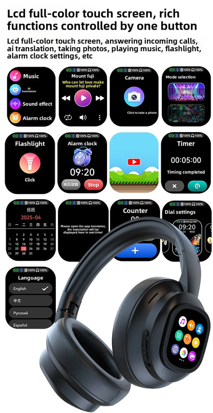 Auricolari HYUNDAI X1PRO Wireless Bluetooth 6.0 con traduzione AI – Oltre 100 lingue, controllo touch, schermo LED, cuffie con cancellazione del rumore