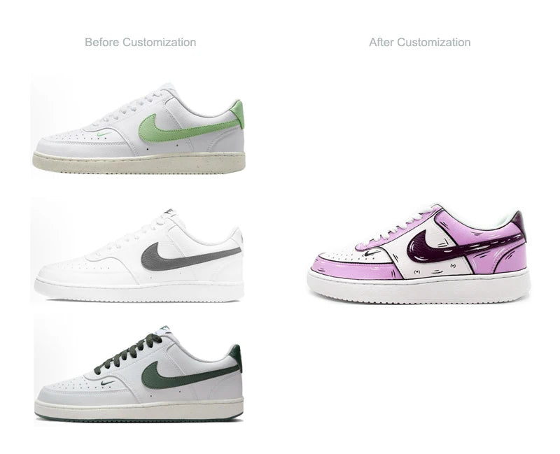Custom Sneakers Nike Court Vision Messy Line Design Wild Romantic Dream Comic Pattern Couple Matching Shoes Unisex Retro Shoes