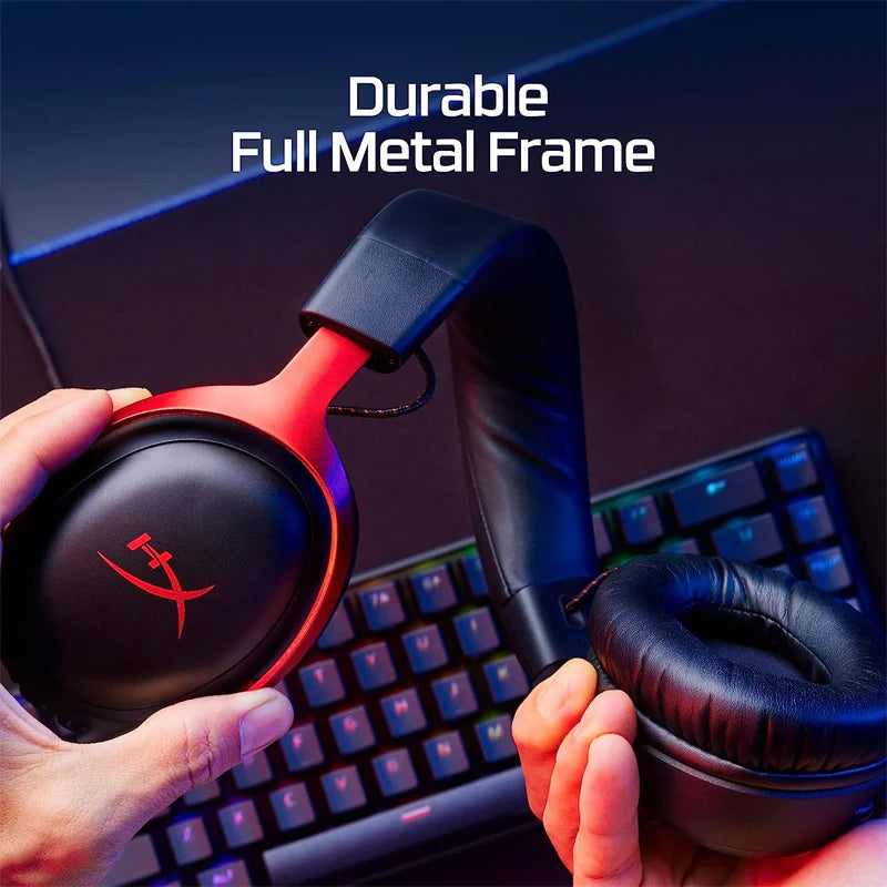 HyperX Cloud III kabelgebundenes Gaming-Headset mit DTS X Spatial Audio, 53mm-Treibern, geräuschunterdrückendem Mikrofon – USB- & 3.5mm-Gaming-Kopfhörer für PC, PS5, Xbox, Switch