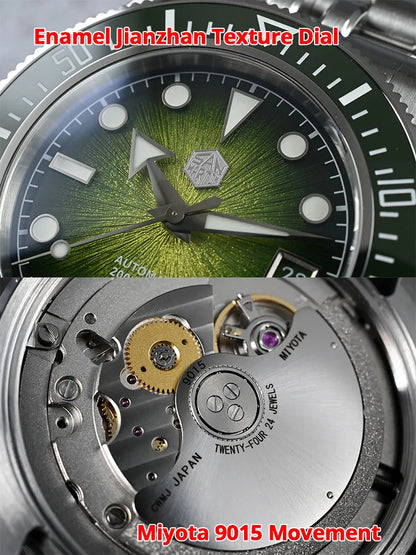 San Martin 40mm Luxus-Taucheruhr für Herren, Miyota 9015, Sunburst-Emaille-Zifferblatt, automatische mechanische Armbanduhr, wasserdicht bis 200m, SN0148