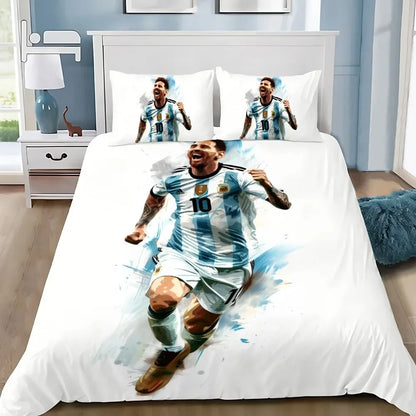 Conjunto de Roupa de Cama Estrela de Futebol M-messis com Capa de Edredão e Fronha para Adulto, Rapaz e Rapariga, Decoração de Quarto Infantil, Tamanho Individual, Duplo e Grande