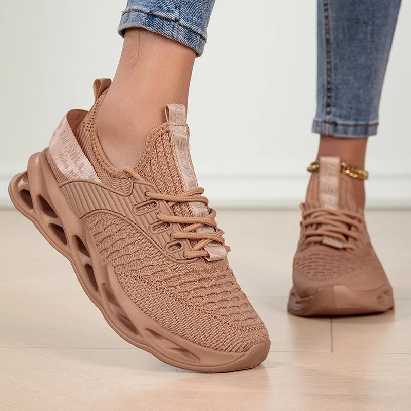 Sportssko til kvinder, moderigtige platform-sneakers, flade sko til kvinder til forår og vinter, løbesko til kvinder i store størrelser, størrelse 43