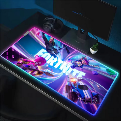 Game F-Fortnite Survival Battle Mouse Pad RGB LED Light Non-Slip Rubber Base Waterproof Office PC Home Desk Mat USB Large Game