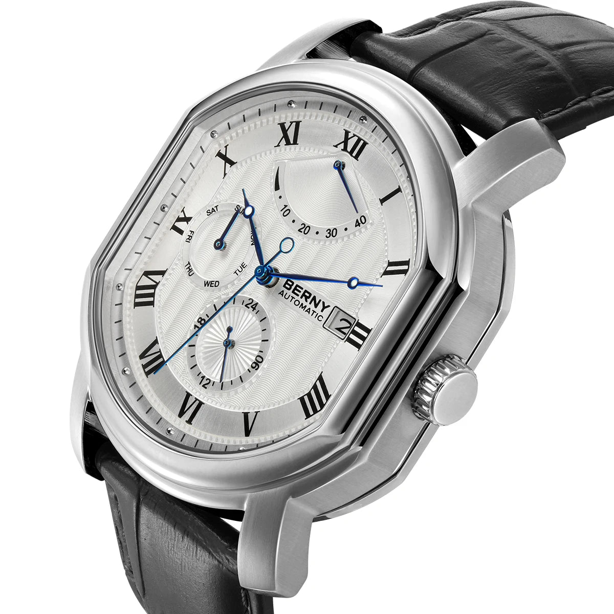 BERNY Men's Mechanical Watch, Top Accuracy, Automatic Wristwatch, Luxury Male Clock, Sapphire, Self-Winding, Waterproof
