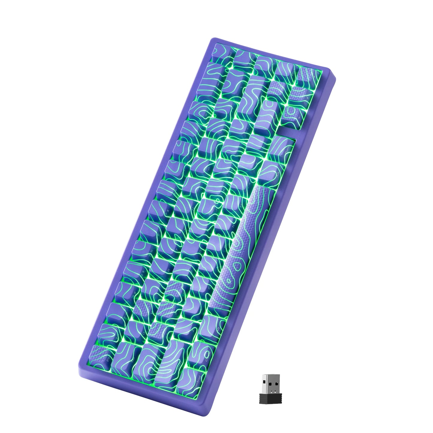 Teclado Mecânico Sem Fios XVX M67 JadeStone com Teclas IMD-Tech Tri-Mode, Teclado Gamer Branco Topographic com Design Gasket