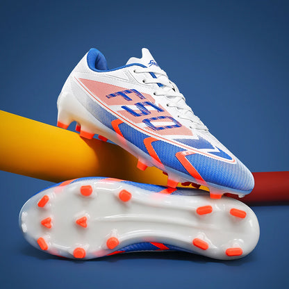 AG/FG Long Studs Soccer Shoes, PU Fabric Mixed Upper, TPU Sole Wear-Resistant Anti-Slip, Men Women Kids Youth Outdoor Sports