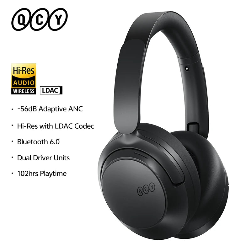Cuffie over-ear QCY H3S ANC Bluetooth 6.0 – Hi-Res LDAC Spatial Audio, cancellazione adattiva del rumore -56dB, headset wireless