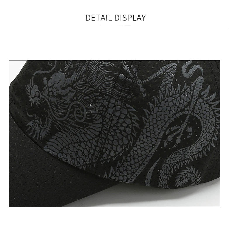 Hat, Chinese Style Printing Dragon Baseball Cap, Polyester Outdoor Quick Drying Hat, Sun Protection Hat, Cap, Cap, Both Men And