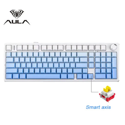 Teclado Mecânico Gaming E-sports AULA F99 Pro Três Modos RGB Hot Swappable 96% PBT Personalizado Sem Fios com Botão Medi