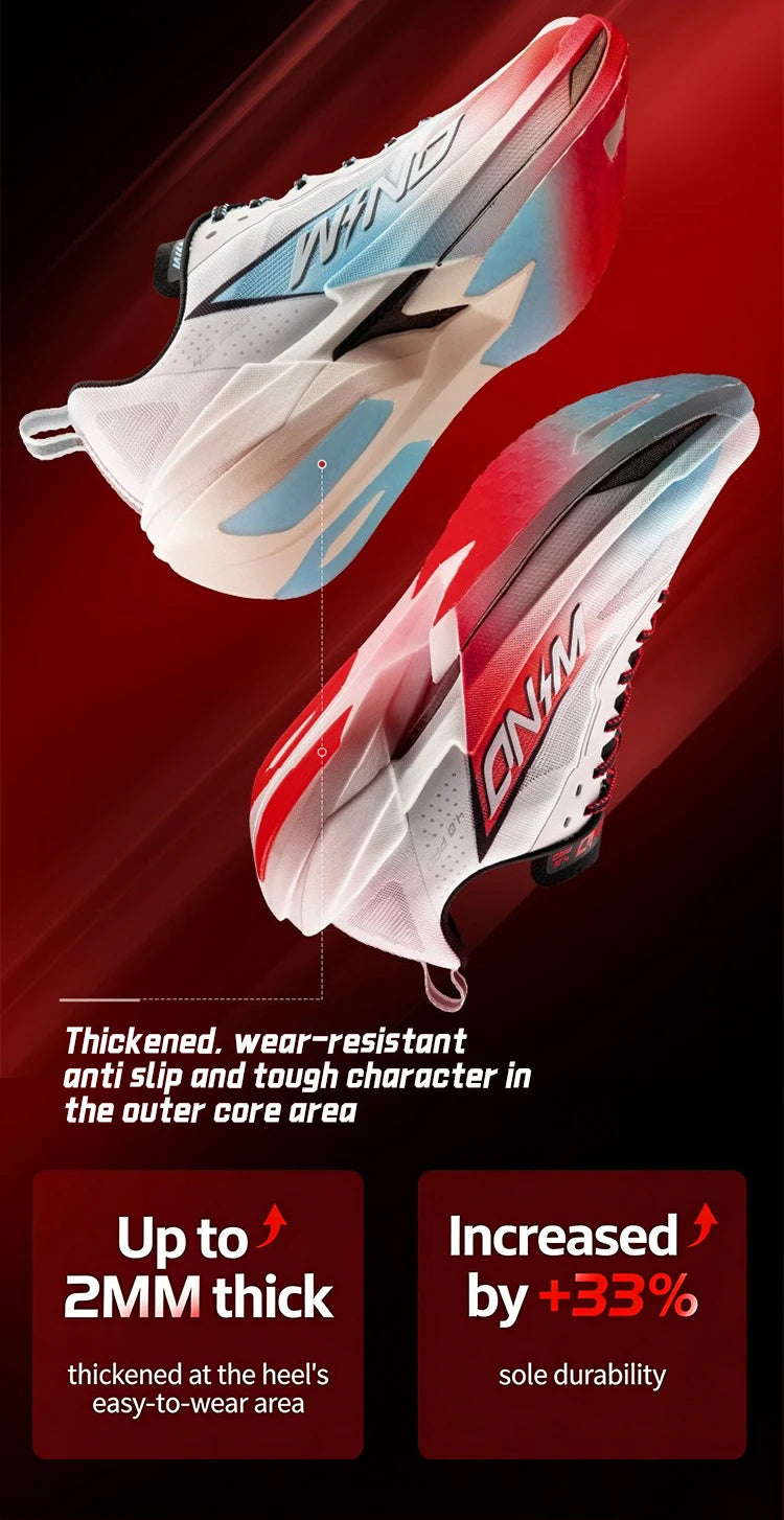 QIAODAN WIND 4PRO Marathonlaufschuhe mit Carbonplatte für Herren – professionelle Racing-Sneaker 2026, atmungsaktive Laufsportschuhe QDB023262291