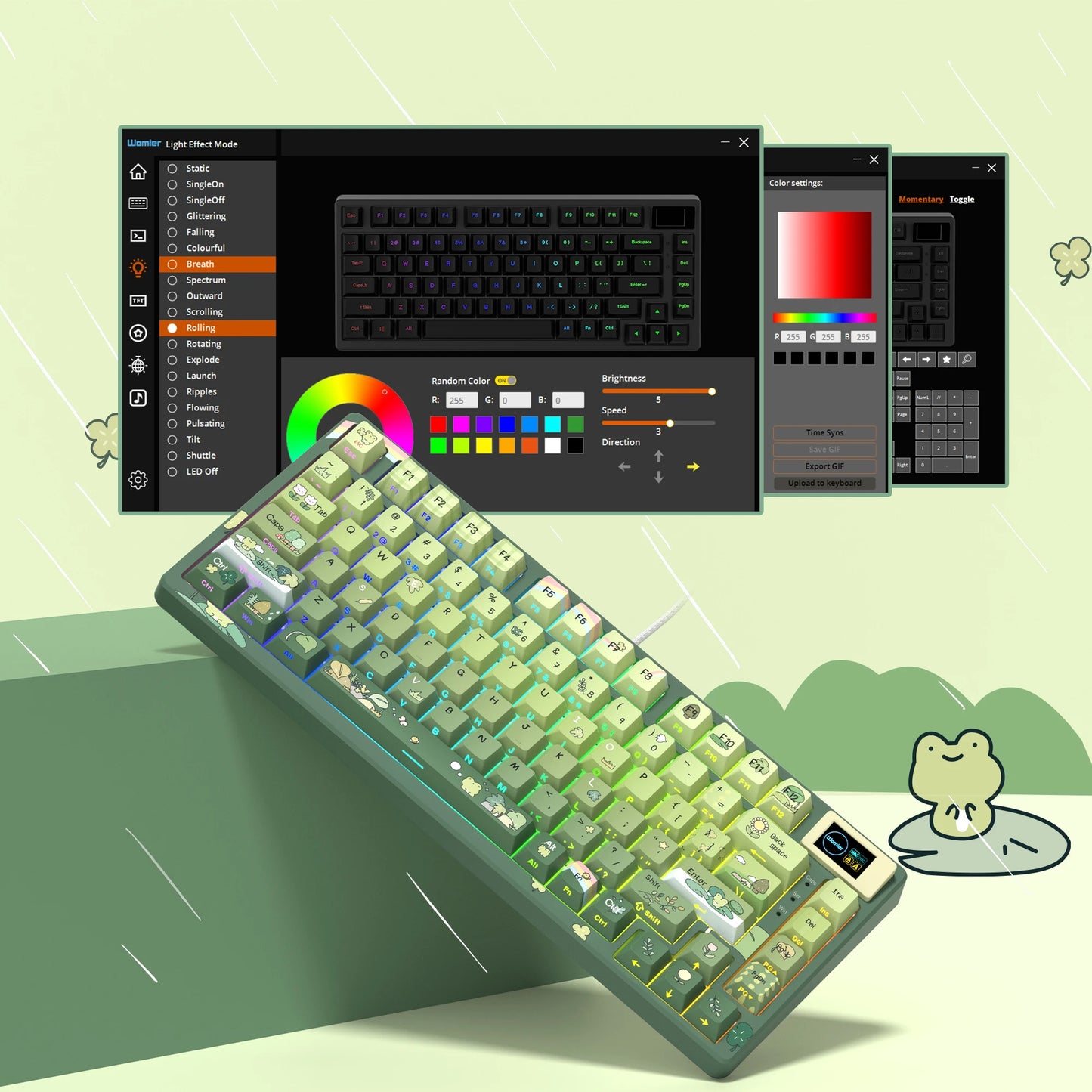 Womier SK80 Green 75% Keyboard with Color OLED Display Mechanical Gaming Keyboard Gasket Mounted RGB Hot Swap Custom Keyboard