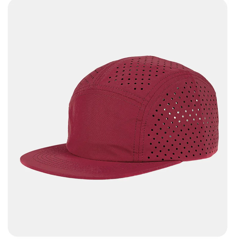 Quick-Dry 5 Panel Running Cap Laser Cut Perforated Breathable Sport Hat Ultra-Lightweight Soft Top Baseball Cap for Men Women