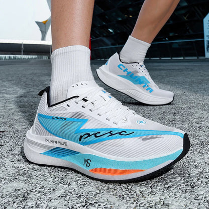 Laufschuhe für Herren, Carbonplatte, spezialisiert für Marathon und Sport, atmungsaktiv, leicht, komfortable rutschfeste Chunta-Sneaker für Damen