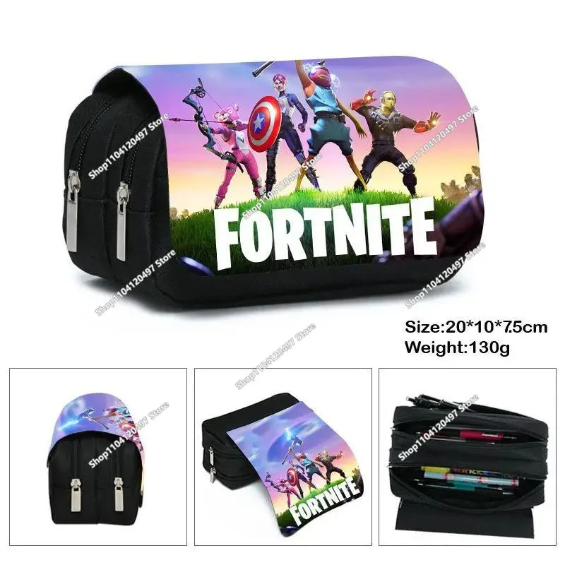 Estojo Fortnite Battle Royale para crianças, caixa de arrumação de canetas com design cartoon, material escolar, presente de aniversário