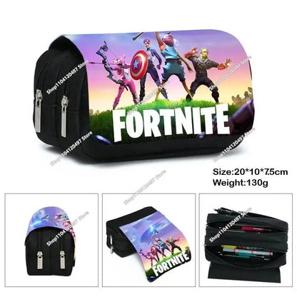 Estojo Fortnite Battle Royale para crianças, caixa de arrumação de canetas com design cartoon, material escolar, presente de aniversário