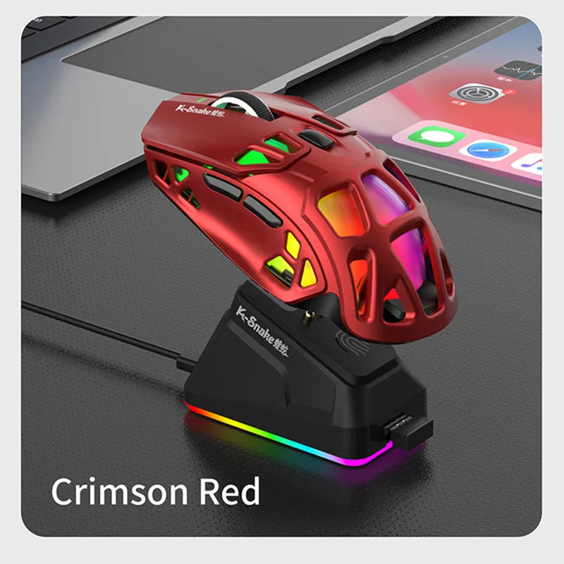Mouse da gaming leggero Lenovo Tri-Mode con dock di ricarica RGB 12000DPI 2.4G/Bluetooth/cablato mouse ergonomico per PC laptop