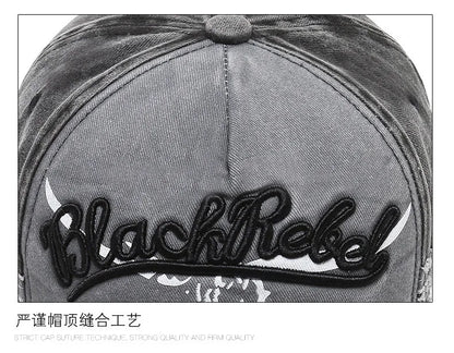 Șapcă de baseball vintage cu litere brodate, model „Bull Washed”, pălărie de soare retro pentru bărbați și femei, șapcă casual cu cozoroc în stil hip-hop