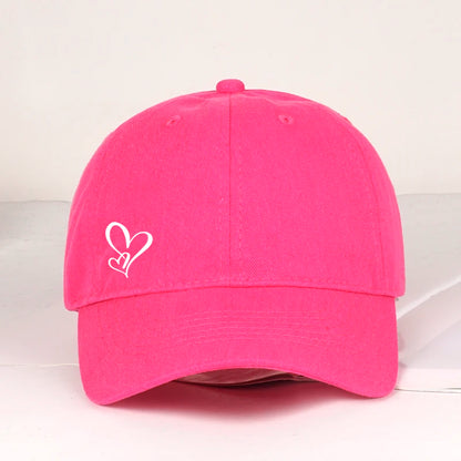 Minimalistinė beisbolo kepurė su dvigubo širdies raštu, moterims ir vyrams, minkšta, reguliuojama, „Dad Hat“ stiliaus, kasdieninė, meilės tematikos, saulės kepurė