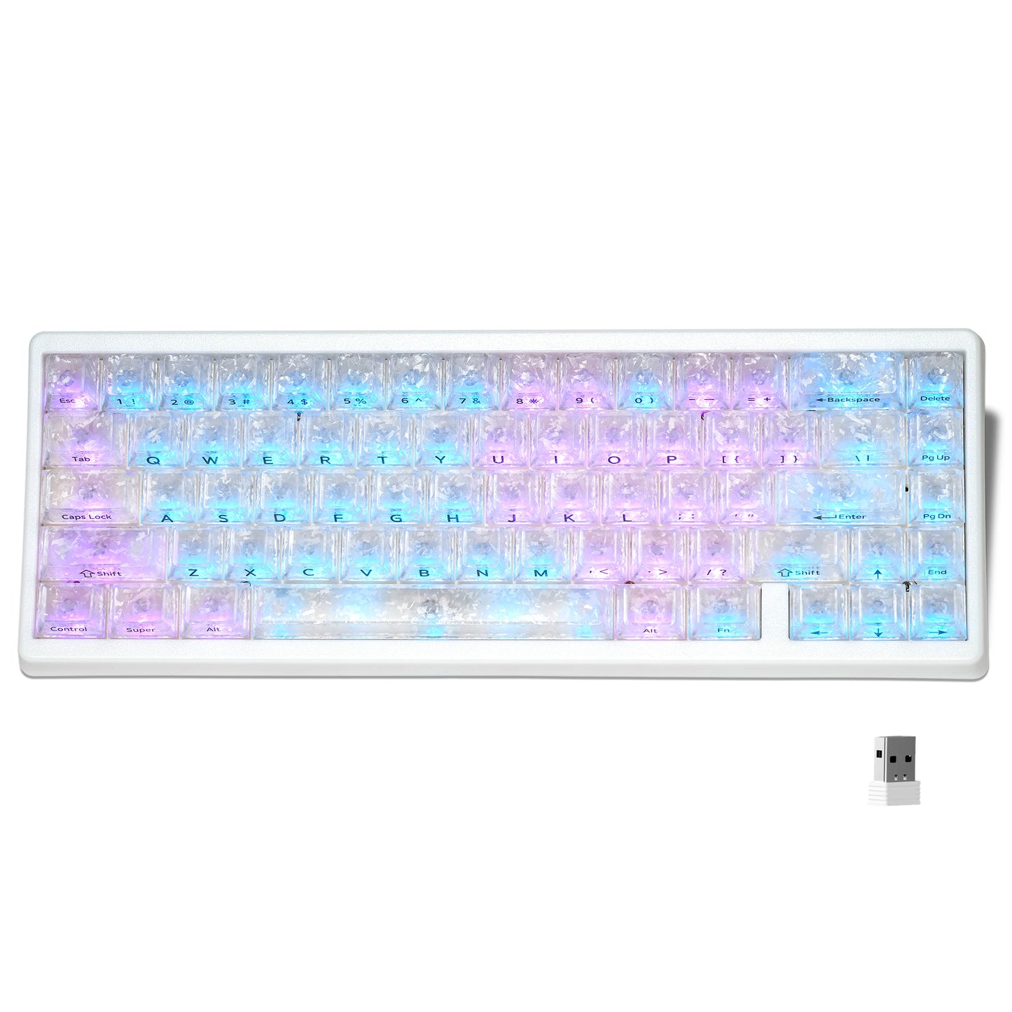 Teclado Mecânico Sem Fios XVX M67 JadeStone com Teclas IMD-Tech Tri-Mode, Teclado Gamer Branco Topographic com Design Gasket
