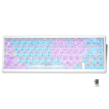 Teclado Mecânico Sem Fios XVX M67 JadeStone com Teclas IMD-Tech Tri-Mode, Teclado Gamer Branco Topographic com Design Gasket