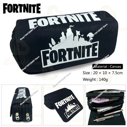 Estojo Fortnite Battle Royale para crianças, caixa de arrumação de canetas com design cartoon, material escolar, presente de aniversário