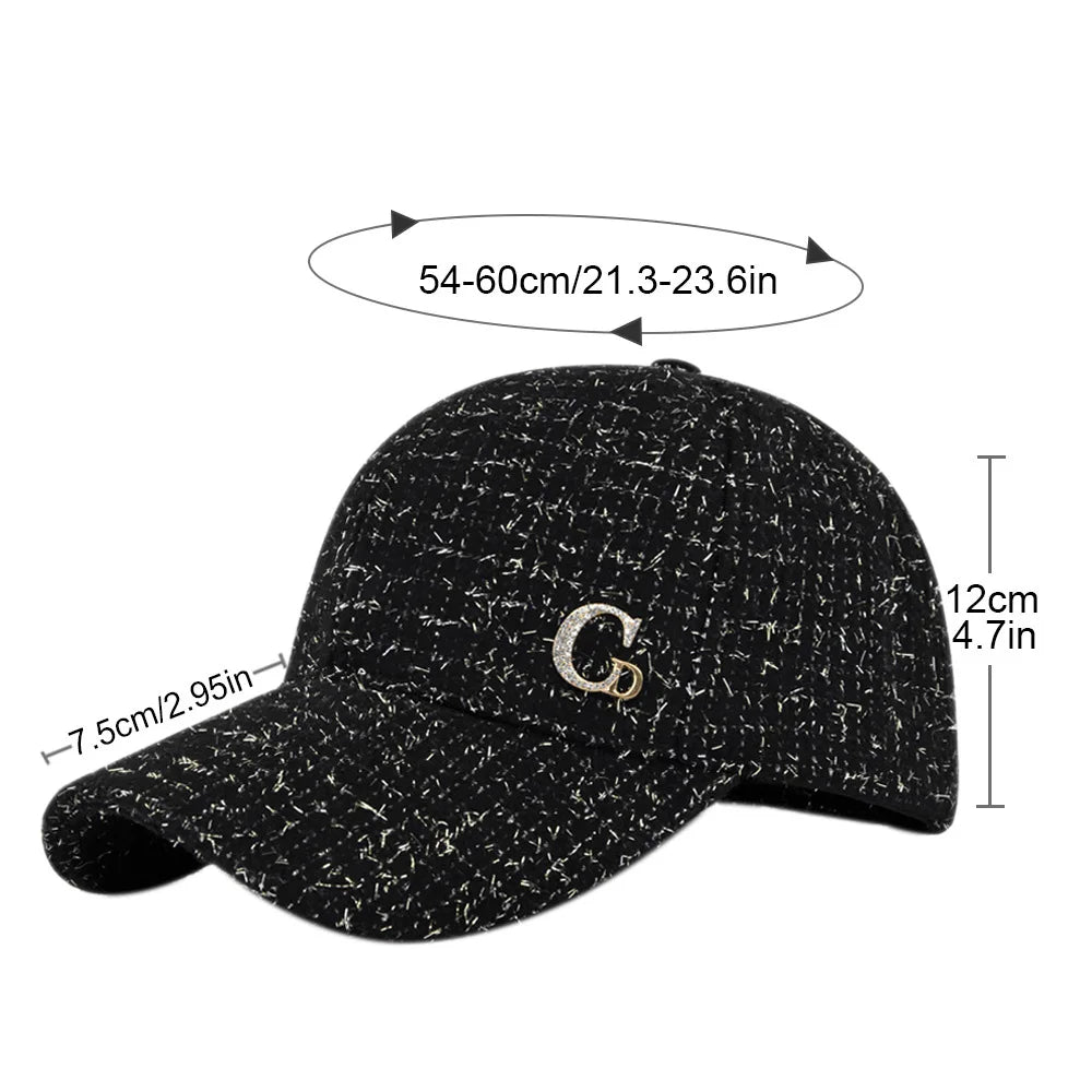 Gorra de béisbol con parche metálico en forma de «M», negra, elegante, para hombre; gorra ligera y ajustable para el sol, para mujer.