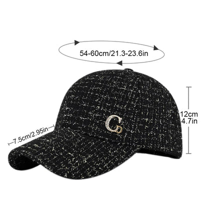 Gorra de béisbol con parche metálico en forma de «M», negra, elegante, para hombre; gorra ligera y ajustable para el sol, para mujer.
