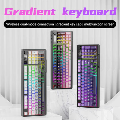 M96 Bluetooth Keyboard Wireless FREEWOLF Screen Gaming Keyboard, Electronic Screen, Multi-Device Connection, Ergonomics Gaming