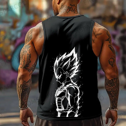 Goku Fitness Training Vest Sleeveless Cotton Tank Top Round Neck Workout Running Light Sports Casual Fashion