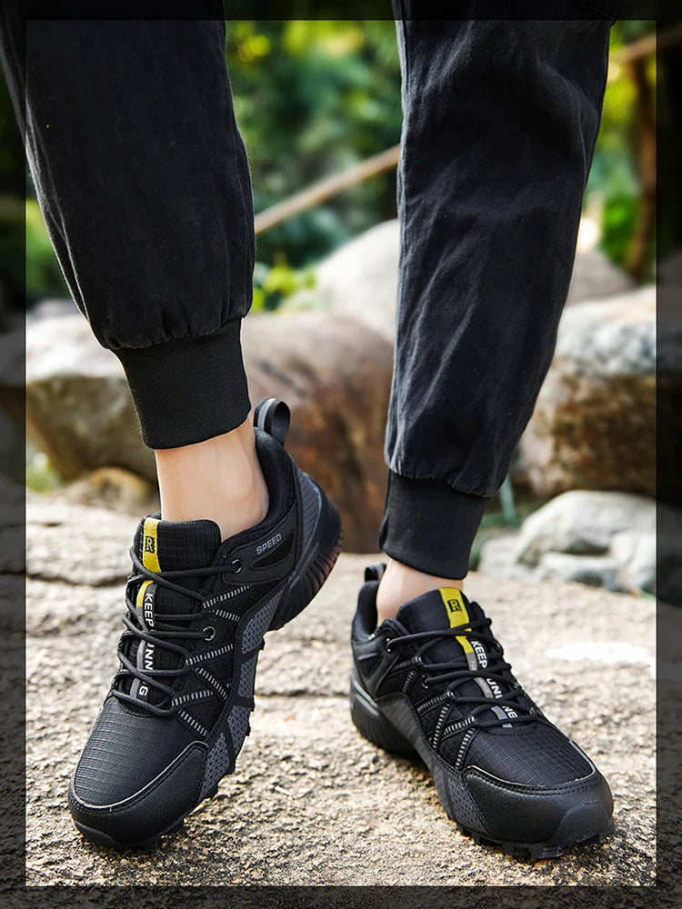 Zapatillas de senderismo para hombre, calzado deportivo todoterreno para exteriores, malla transpirable, antideslizantes y resistentes al desgaste, zapatillas de senderismo y ciclismo outdoor