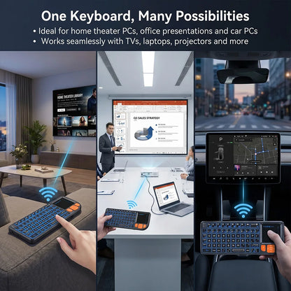 MRSVI Mini Keyboard A8 PLUS, Backlit 2.4GHz & Bluetooth 5.0 Wireless Keyboard with Touchpad for Android TV Box, Mac, Laptop, Windows