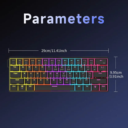 AJAZZ NK61 61-Key Wired Mechanical Keyboard with Hot-Swappable Red Switches, RGB Backlit Compact Gaming Keyboard for PC & Mac