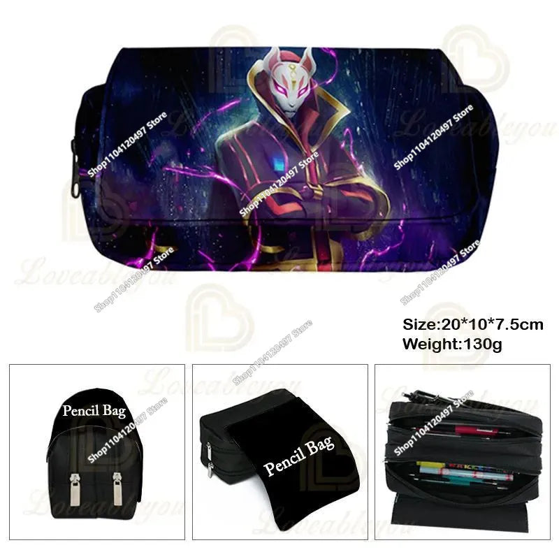 3pcs/set Fortnite Game Backpack Anime Cartoon Large Capacity Student Shcool Bags Pencil Bag Kawaii Lunch Bag Birthday Gifts