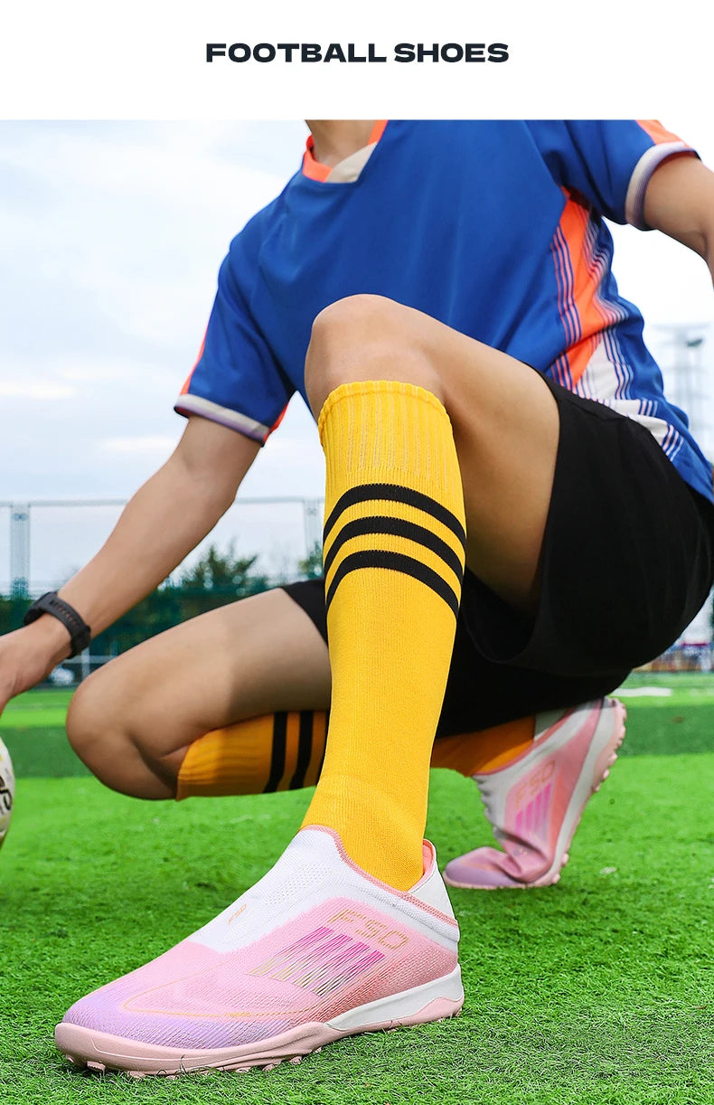 Men's Soccer Shoes Training Football Boots Indoor Sneakers TF Long Spikes Match Futsal Ultralight Breathable Cleats Drop Shipping