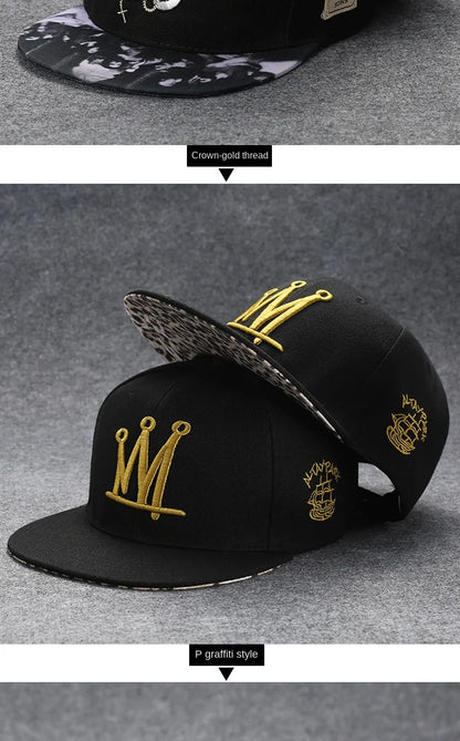 Baseballcap mit flachem Schirm, Buchstabenstickerei für Herren, vielseitig kombinierbar, Damen-Sommer-Hip-Hop-Hut, Outdoor-Sonnenschutz, verstellbare Schirmmütze