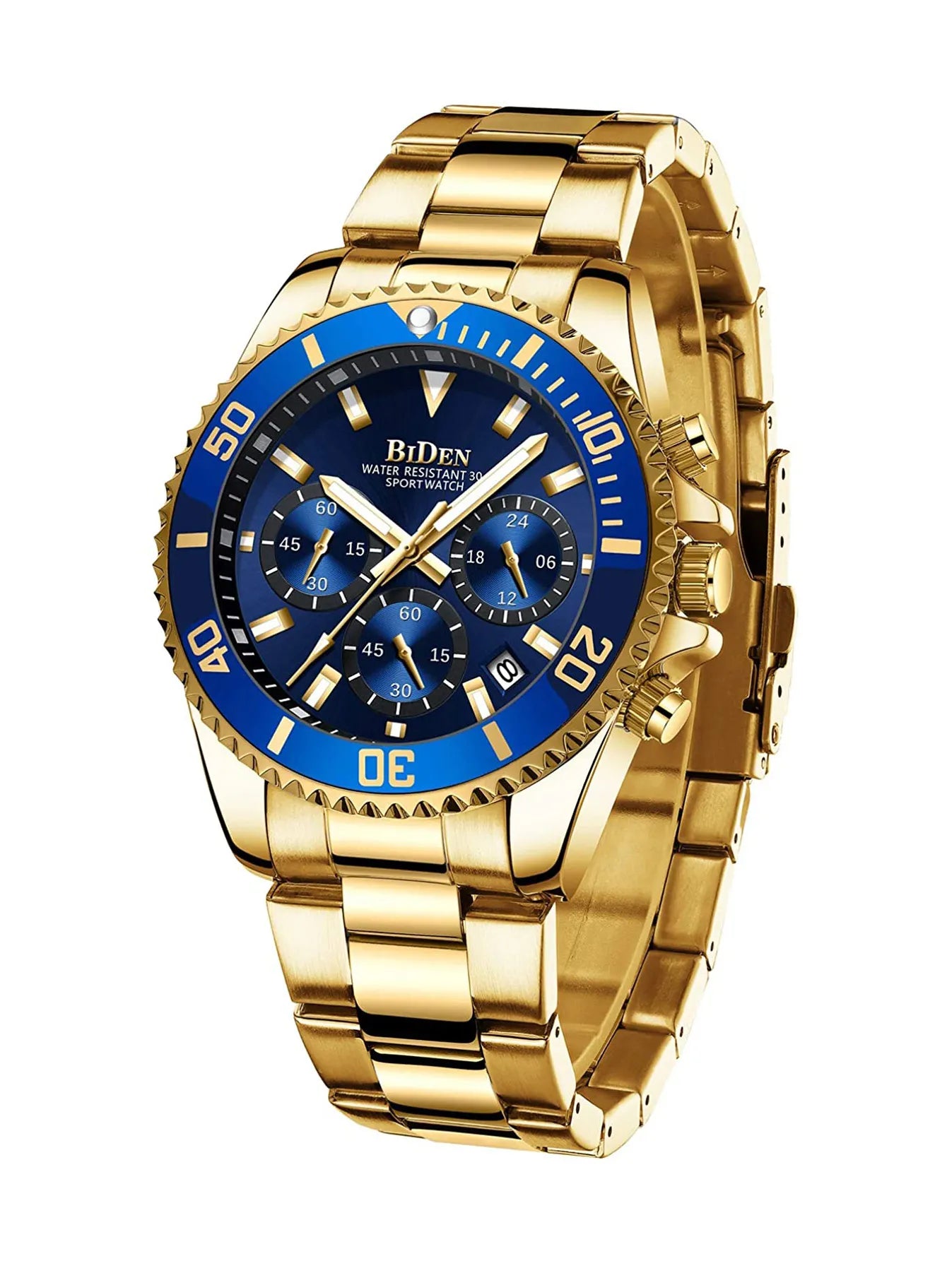BIDEN Multi functional men's quartz watch luxury waterproof night light business style diving series casual fashion watch