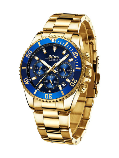 BIDEN Multi functional men's quartz watch luxury waterproof night light business style diving series casual fashion watch
