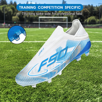 Classic AG/FG Football Shoes with TPU Wear-Resistant Long Studs, PU Mixed Fabric Upper, Non-Slip and Comfortable for Kids' Outdoor Football