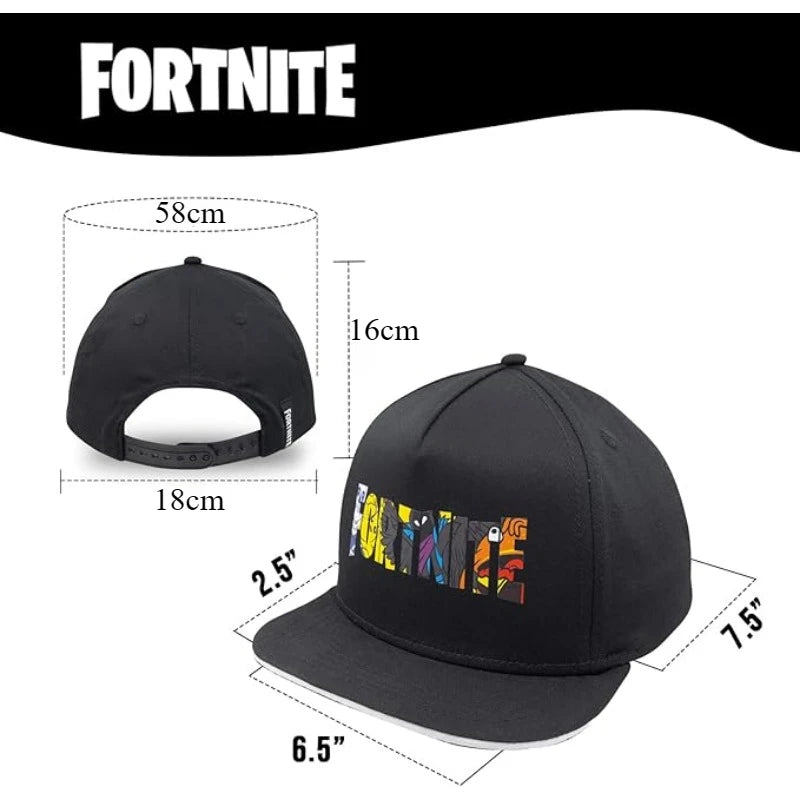 Fortnite Game Cap, Cartoon Black Hat for Adults, Outdoor Travel Adjustable Sun Baseball Sports Cap