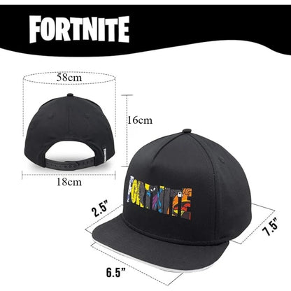 Fortnite Game Cap, Cartoon Black Hat for Adults, Outdoor Travel Adjustable Sun Baseball Sports Cap