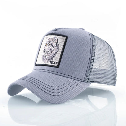 Modieuze baseballpet met geborduurde wolfspatch, snapback, hiphop-truckerpetten voor heren en dames, ademende pet met klep voor buitengebruik