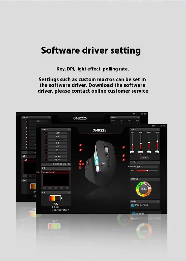 Acer Omr225 Gamer Mouse 3mode Bluetooth Wireless Mouse Dual Scroll Ergonomic Mouse Custom Programming Gaming Mice Office Mouses