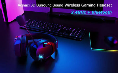 Kabelloses Gaming-Headset mit abnehmbarem Mikrofon mit Geräuschunterdrückung – 2.4G Wireless, Bluetooth 5.3 & kabelgebundene 3.5mm-Gaming-Kopfhörer für PS5, PC, Xbox, Mobilgeräte