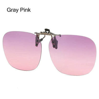 Metal Clip Clip-On Polarized Sunglasses Convenient Rimless Flip-up Sun Glasses for Prescription Glasses UV400 Polygonal Shades