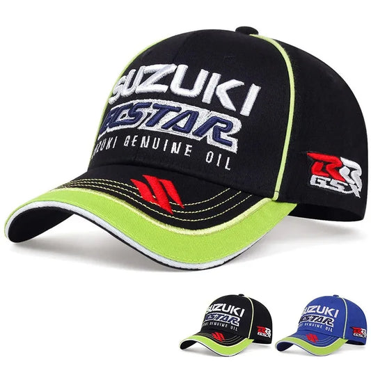 Gorra de béisbol con bordado Suzuki Star 2026, popular para carreras de motos y moda casual