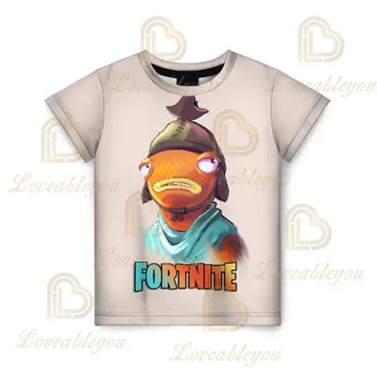 Fortnite T-Shirt für Erwachsene und Kinder, 3D-Digitaldruck, lockere Passform, große Größen, kurzärmeliges Sommer-Tee für Kinder