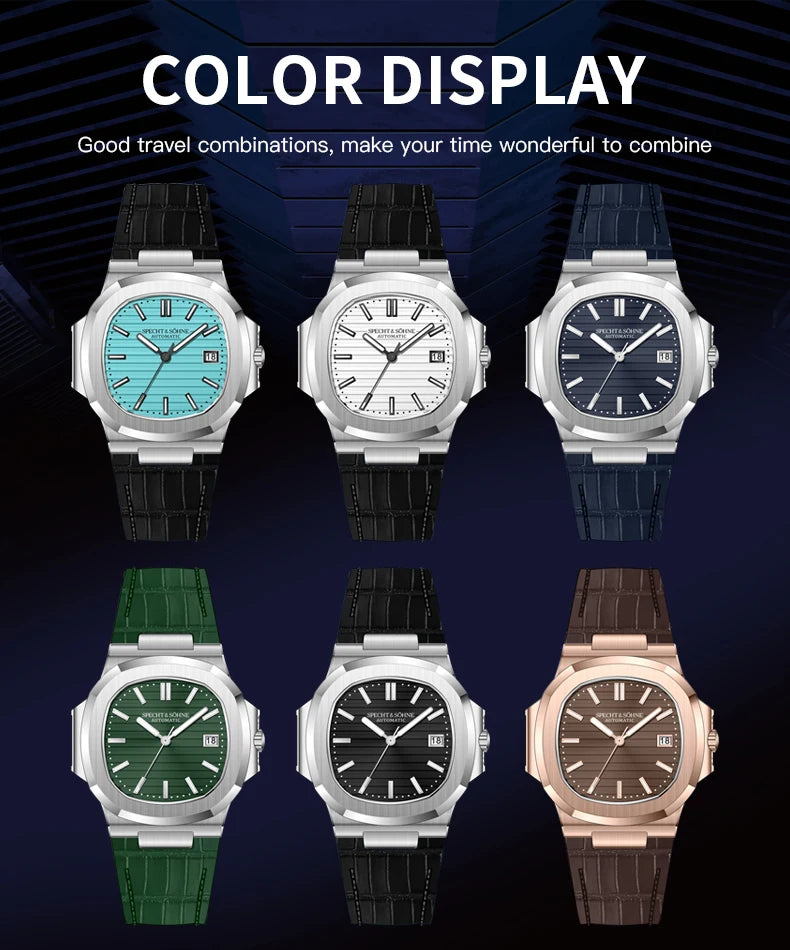 Specht&Sohne 2025 Nuovo Orologio Classico di Lusso da Uomo Automatico in Acciaio Inossidabile con Zaffiro 8215, Orologio da Polso Meccanico
