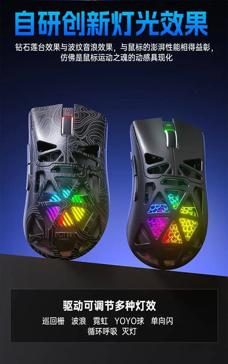 AULA SC620 Wireless 3-Mode Mouse Bluetooth Hollow Lightweight RGB Gaming Mouse for FPS Esports, Office & Daily Use for PC Laptop